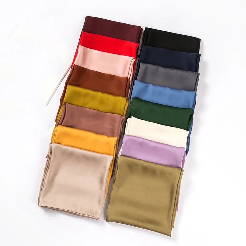 Silk Neck Scarf - Satin Scarf Women 70cm Solid Color