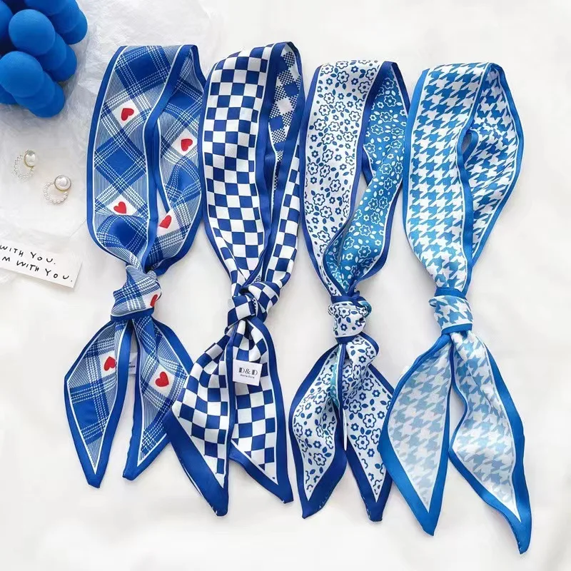 Silk Neck Scarf - Klein blue silk scarf new checkerboard