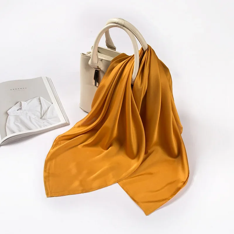 Satin Scarf Women 70cm Solid C - Silk Neck Scarf 评论和价格