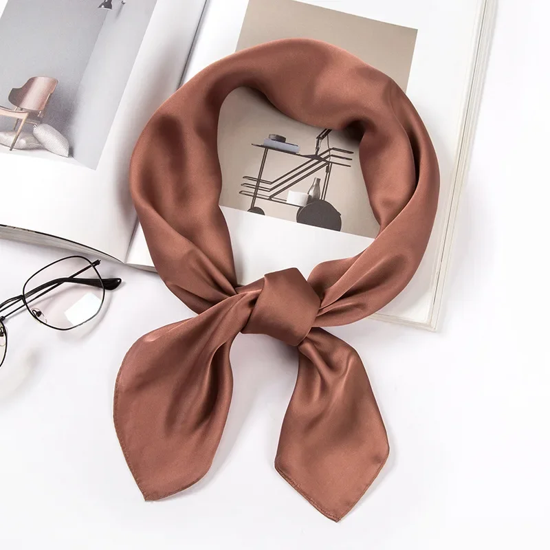 Satin Scarf Women 70cm Solid C - Silk Neck Scarf 评论和价格