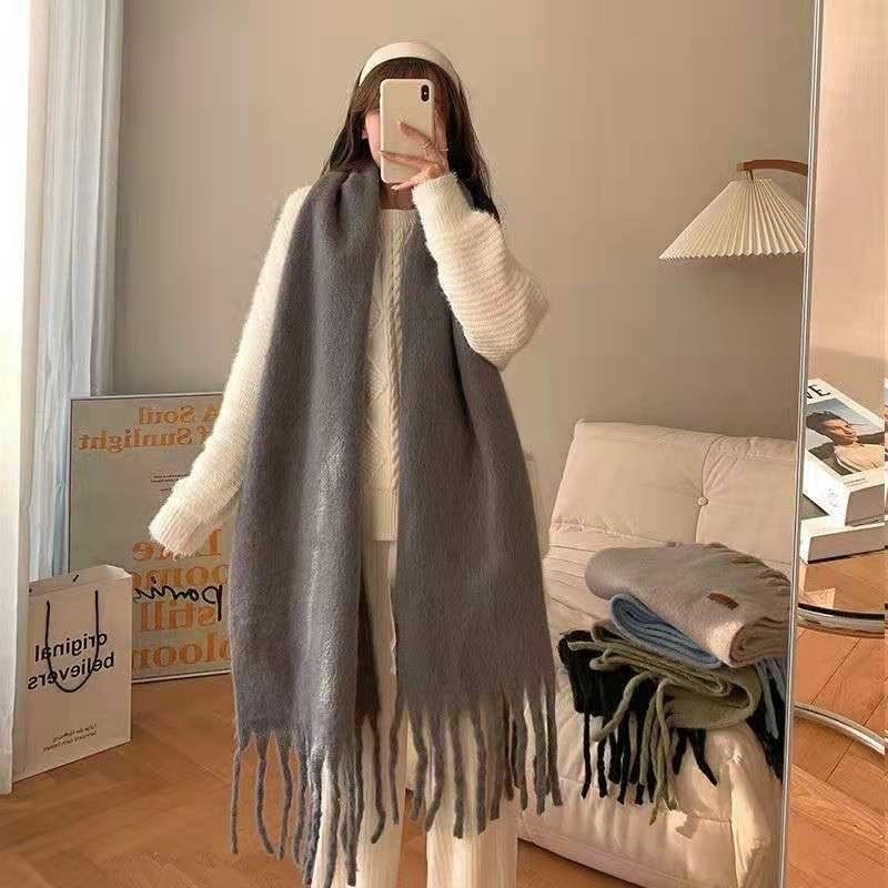 Korean Mohair Scarf Women Wint - Pashmina Wrap Large 评论和价格