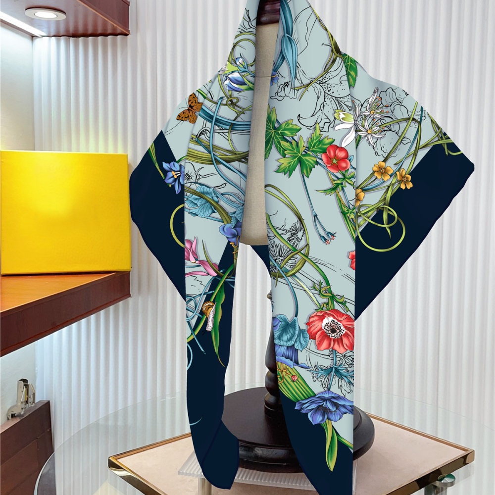 Silk Scarf Women Floral Printe - Silk Neck Scarf 评论和价格
