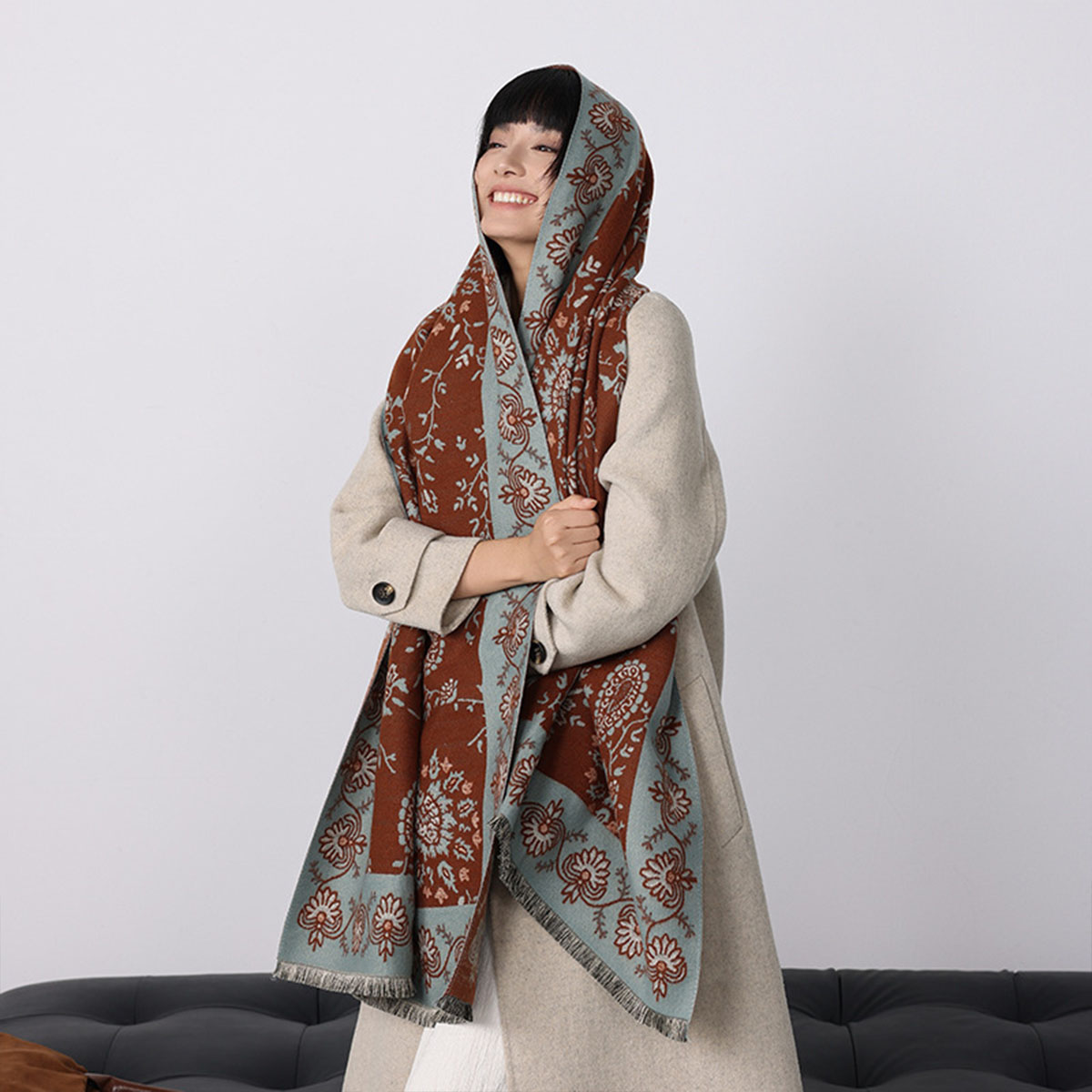 Luxury Winter Imitation Cashme - Woven Scarf Blanket 评论和价格