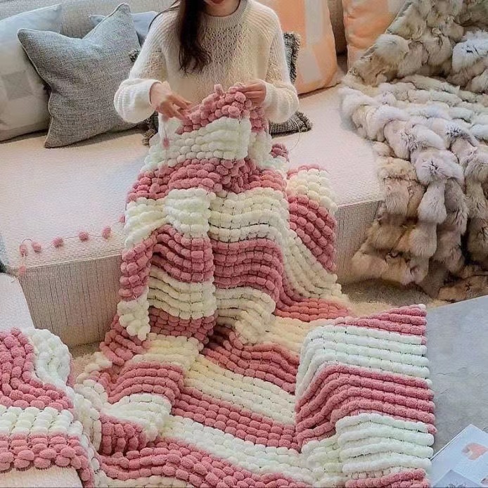 130G/Roll Pompom Yarn Mixed Co - Woven Scarf Blanket 评论和价格