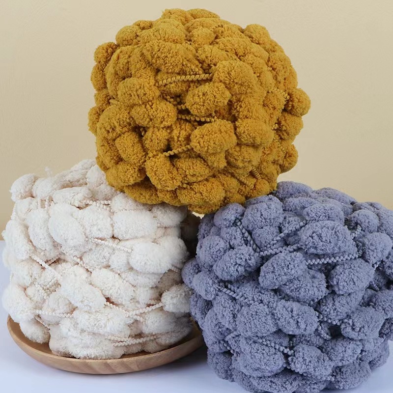 130G/Roll Pompom Yarn Mixed Co - Woven Scarf Blanket 评论和价格