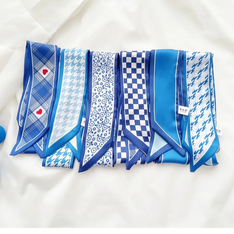 Klein blue silk scarf new chec - Silk Neck Scarf 评论和价格