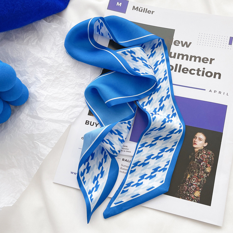 Klein blue silk scarf new chec - Silk Neck Scarf 评论和价格